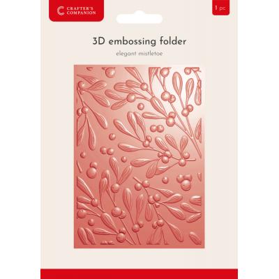 Crafter's Companion Christmas 3D Embossing Folder - Elegant Mistletoe